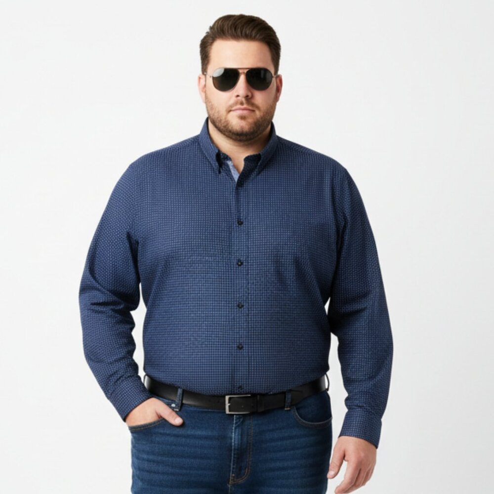 Jos.A.Banks Tailored Fit Blue Print Long Sleeve Button Shirt XXL